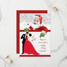 rood en wit paar Kerstmis Save The Date