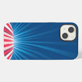 Rood en wit pad met Blue Rays Mobile iPhone Hoesje (Achterkant horizontaal)