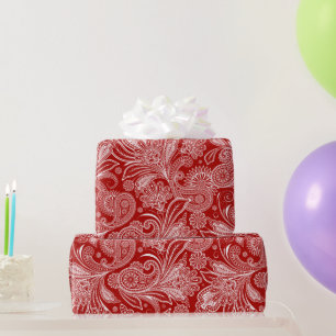 Rood en wit  Paisley Cadeaupapier