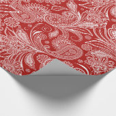 Rood en wit  Paisley Cadeaupapier (Hoek)