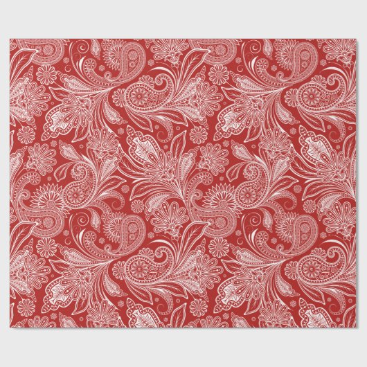 Rood en wit  Paisley Cadeaupapier (Vlak)