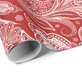 Rood en wit  Paisley Cadeaupapier (Rol Hoek)
