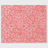 Rood en wit  paisleypatroon cadeaupapier (Vlak)