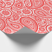 Rood en wit  paisleypatroon cadeaupapier (Hoek)