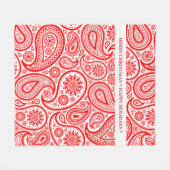 Rood en wit  paisleypatroon fleece deken (Voorkant (Horizontaal))