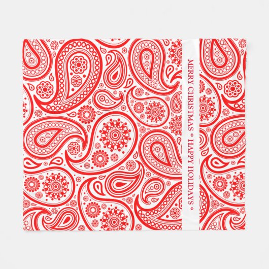 Rood en wit paisleypatroon fleece deken (Voorkant (Horizontaal))
