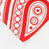 Rood en wit  paisleypatroon fleece deken (Hoek)