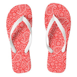 Rood en wit  paisleypatroon teenslippers