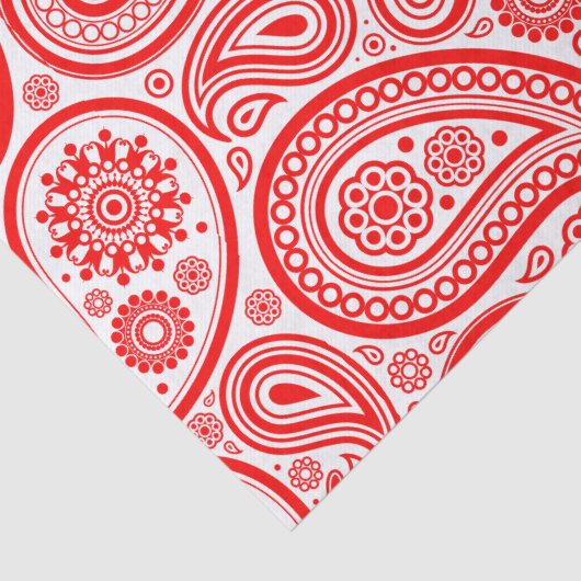 Rood en wit  paisleypatroon tissuepapier (Detail)