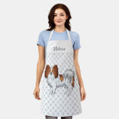 Rood en wit papier, klusje met aangepaste tekst schort (Gedragen)