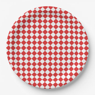 Rood en wit papieren bordje