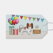 Rood en wit papillon Dog kleurrijke dag Cadeaulabel (Voorkant (Horizontaal))