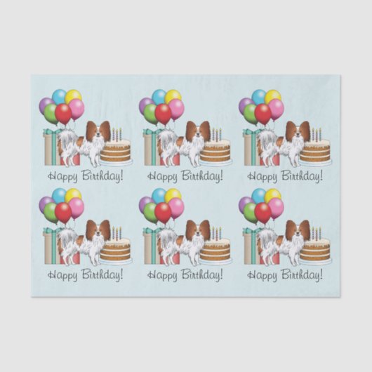 Rood en wit papillon Dog kleurrijke dag Tissuepapier (Voorkant)