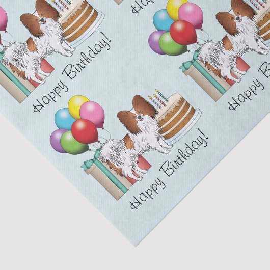 Rood en wit papillon Dog kleurrijke dag Tissuepapier (Detail)