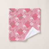 Rood en wit patchwork boerenstijl bad handdoek (Wasdoekje)
