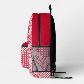 Rood en wit patchwork rustiek bedrukte rugzak (Rechts)