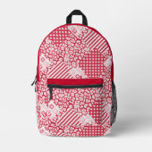 Rood en wit patchwork rustiek bedrukte rugzak (Voorkant)