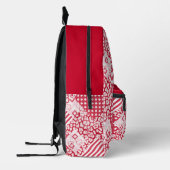 Rood en wit patchwork rustiek bedrukte rugzak (Links)