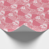 Rood en wit patchwork rustiek cadeaupapier (Hoek)