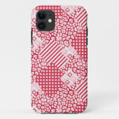 Rood en wit patchwork rustiek Case-Mate iPhone case (Achterkant)