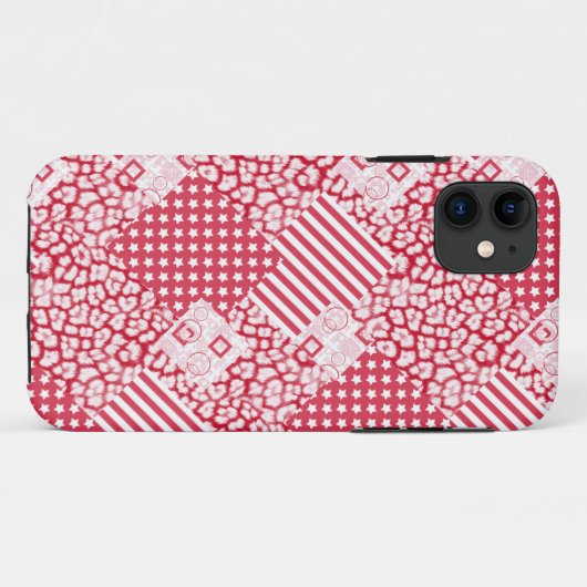 Rood en wit patchwork rustiek Case-Mate iPhone case (Achterkant (horizontaal))