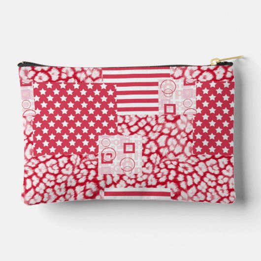 Rood en wit patchwork rustiek etui (Achterkant)