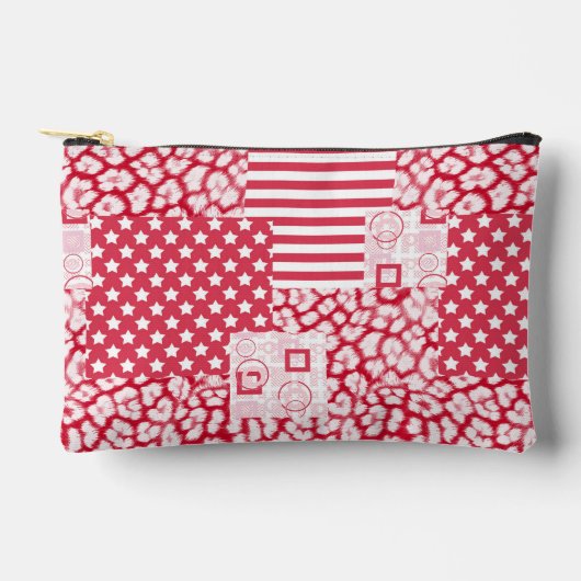 Rood en wit patchwork rustiek etui (Voorkant)