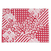 Rood en wit patchwork rustiek groot cadeauzakje (Voorkant)