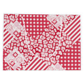 Rood en wit patchwork rustiek groot cadeauzakje (Achterkant)