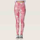 Rood en wit patchwork rustiek leggings (Voorkant)