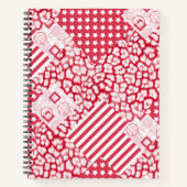 Rood en wit patchwork rustiek notitieboek (Voorkant)
