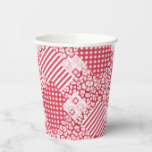 Rood en wit patchwork rustiek papieren bekers (Links)