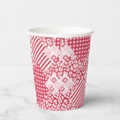 Rood en wit patchwork rustiek papieren bekers (Rechts)