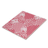 Rood en wit patchwork rustiek tegeltje (Zijkant)