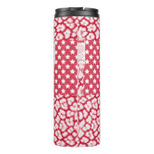 Rood en wit patchwork rustiek thermosbeker (Achterkant)