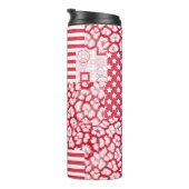 Rood en wit patchwork rustiek thermosbeker (Geroteerd rechts)