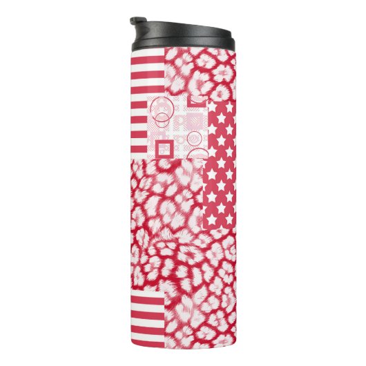 Rood en wit patchwork rustiek thermosbeker (Geroteerd rechts)