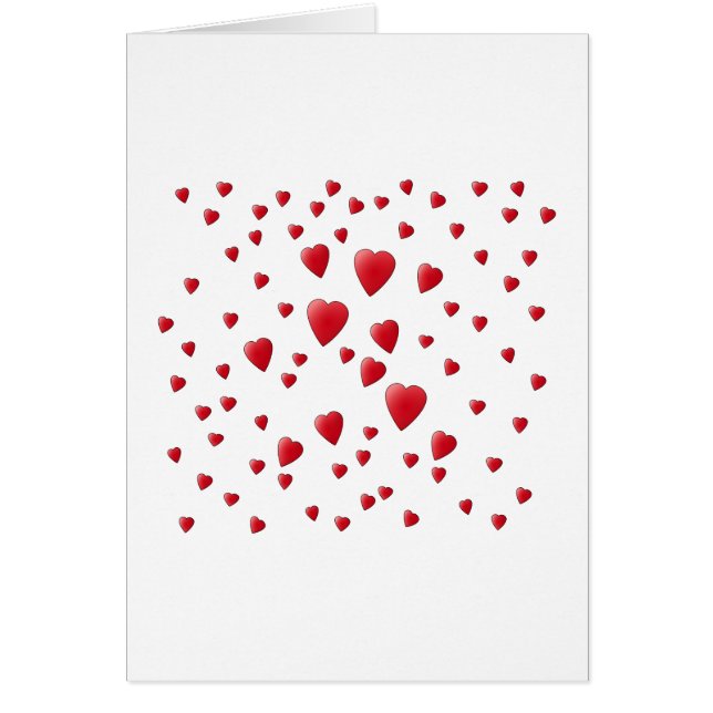 Rood en wit patroon van liefdesharten. (Voorkant)