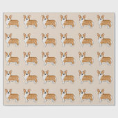 Rood en wit Pembroke Welsh Corgi Dog Art Pattern Cadeaupapier (Vlak)