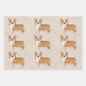 Rood en wit Pembroke Welsh Corgi Dog Art Pattern Inpakpapier Vel (Voorkant 3)