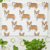 Rood en wit Pembroke Welsh Corgi Dog Art Pattern Theedoek (Gevouwen)