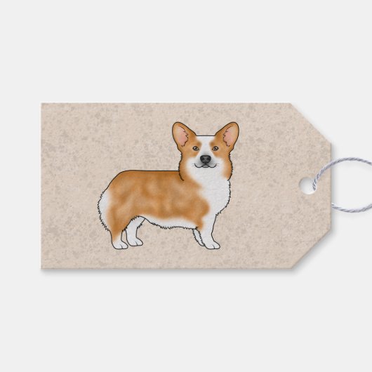 Rood en wit Pembroke Welsh Corgi Graphic Design Cadeaulabel (Voorkant (Horizontaal))