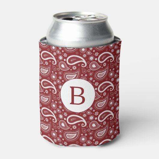 Rood en Wit Perfect Paisley Monogram Blikjeskoeler (Blikje Voorkant)