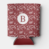 Rood en Wit Perfect Paisley Monogram Blikjeskoeler (Voorkant)