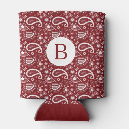 Rood en Wit Perfect Paisley Monogram Blikjeskoeler (Achterkant)