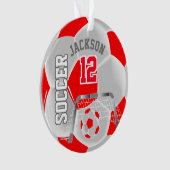Rood en wit personaliseer Voetbal Ornament (voorkant)
