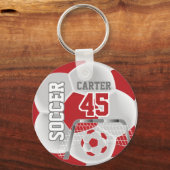 Rood en wit personaliseren Voetbal ⚽ 💖 Sleutelhanger (Voorkant)