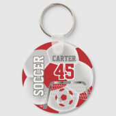 Rood en wit personaliseren Voetbal ⚽ 💖 Sleutelhanger (Achterkant)