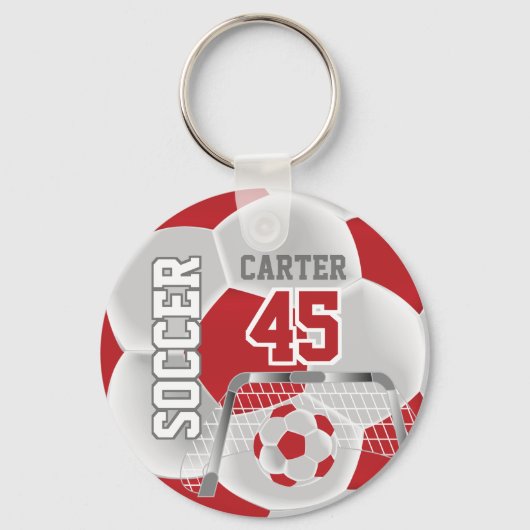 Rood en wit personaliseren Voetbal ⚽ 💖 Sleutelhanger (Achterkant)