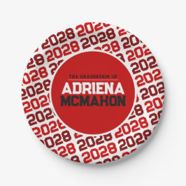 Rood en Wit Persoonlijk Afstudeerfeest Papieren Bordje